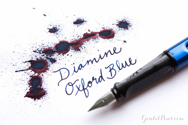 Diamine Oxford Blue fountain pen Ink splatter
