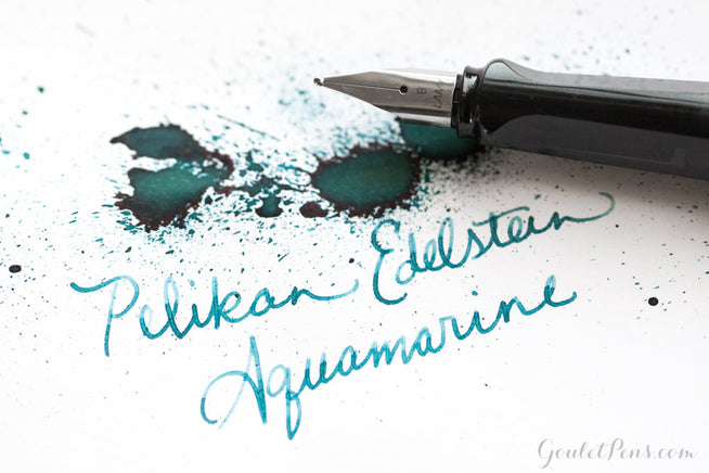 Pelikan Edelstein Aquamarine ink splatter and LAMY AL-star