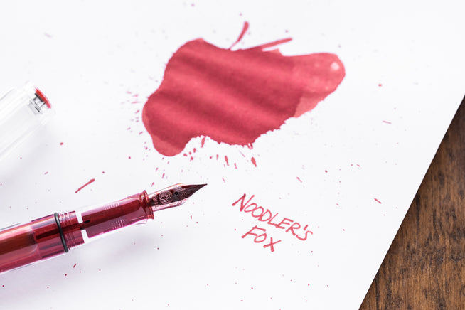 Noodler's Fox red fountain pen ink splatter