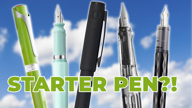 Drew Brown, fountain pens, text: "first pen?"
