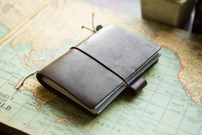 Travelers Notebook on a map