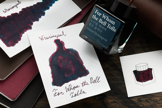 Writing sample and ink swab of Wearingeuls For whom the bell tolls fountain pen ink