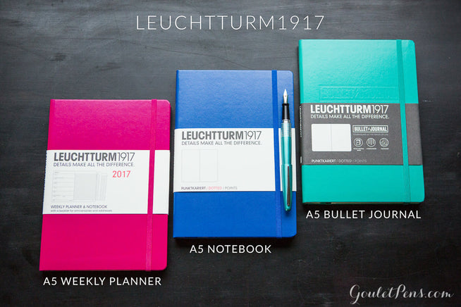 Leuchtturm1917 A5 Notebook Comparison photo between the bullet journal, planner and notebook