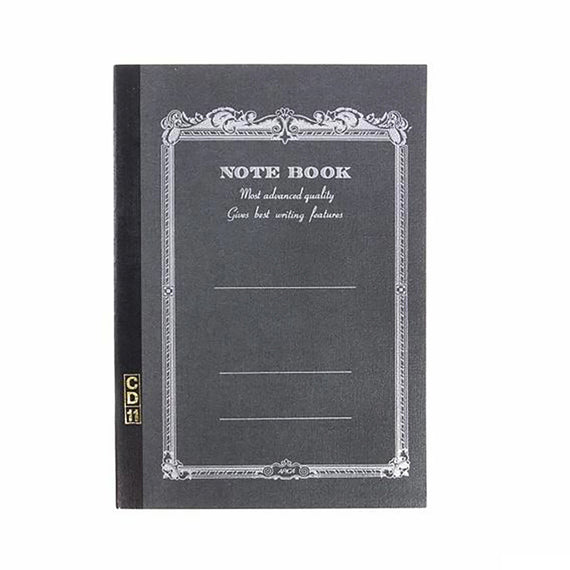 Black notebook on white background