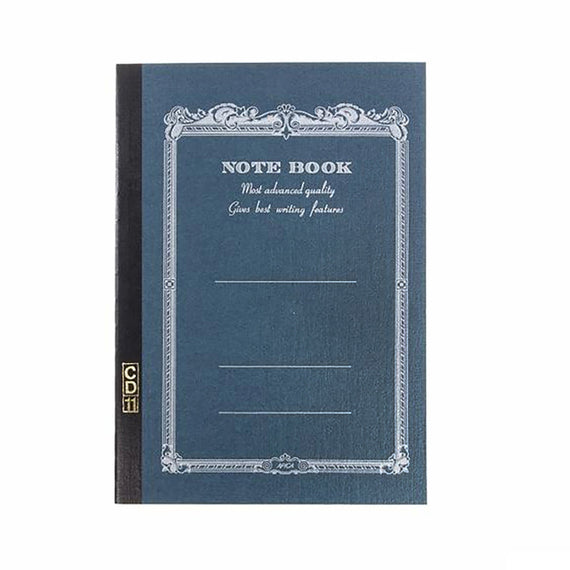 Navy blue notebook on white background