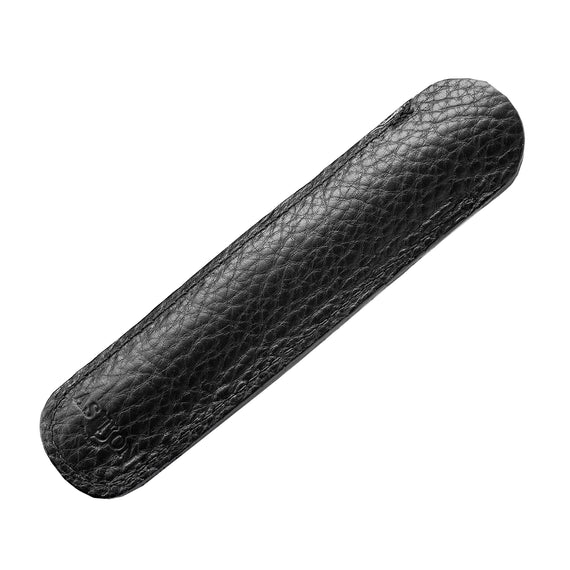 Aston Leather Single Slip Pen Pouch - Black on white background