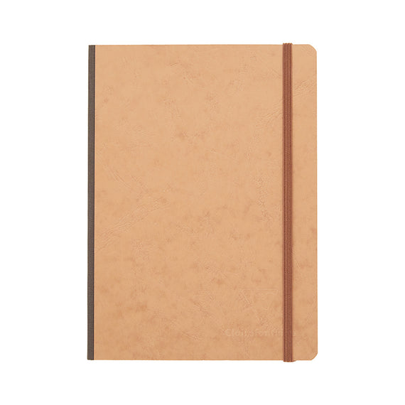 Clairefontaine Basic Clothbound A5 Notebook - Tan, Dot Grid on white background