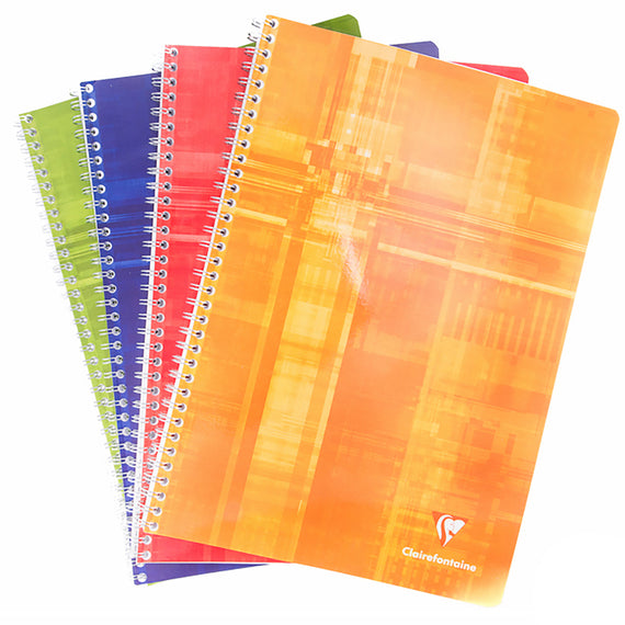 Set of colorful notebooks with a visible brand logo on a white background