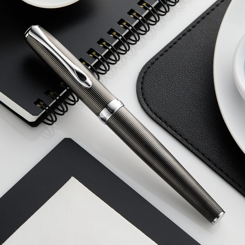 Diplomat Excellence A2 Fountain Pen - Guilloche Black/Chrome