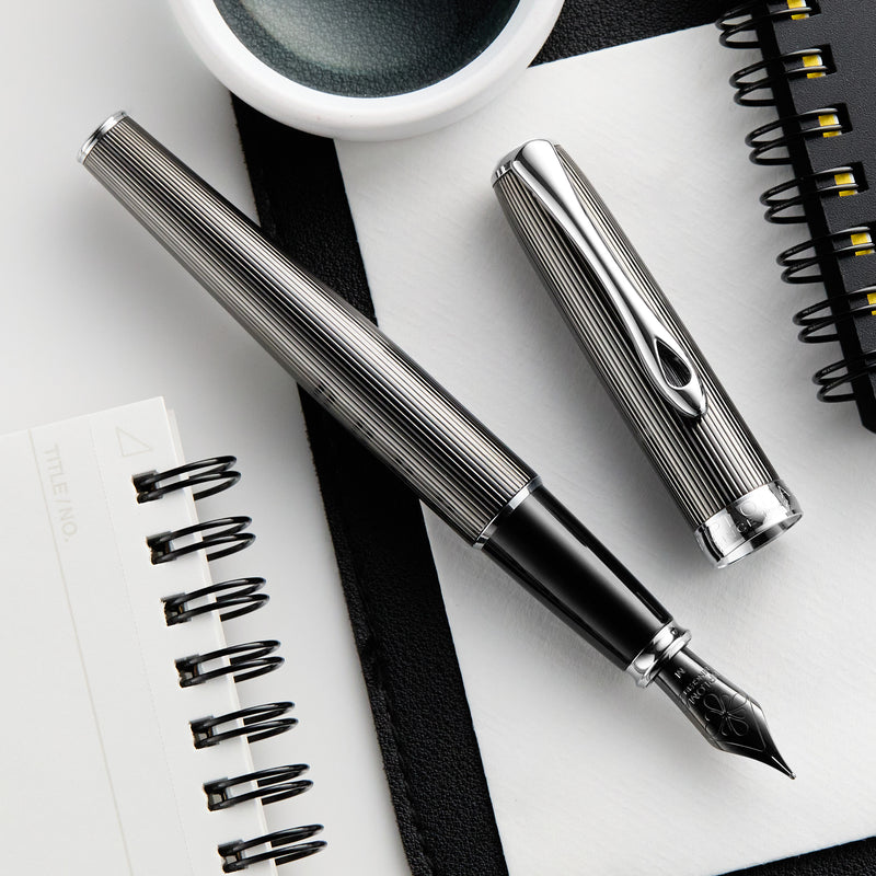 Diplomat Excellence A2 Fountain Pen - Guilloche Black/Chrome