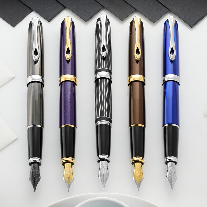 Diplomat Excellence A Plus Fountain Pen - Wave Guilloche Lapis Black