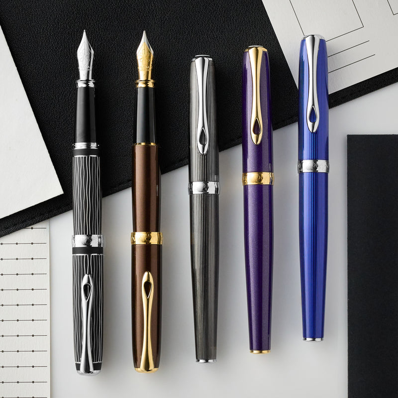 Diplomat Excellence A Plus Fountain Pen - Wave Guilloche Lapis Black