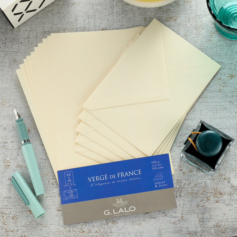 G. Lalo Vergé de France A5 Correspondence Set - Ivory