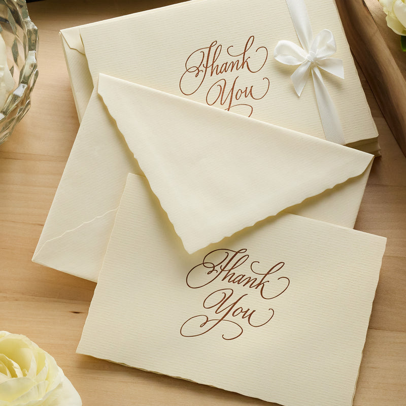 G. Lalo Vergé de France Foldover Thank You Cards - Ivory