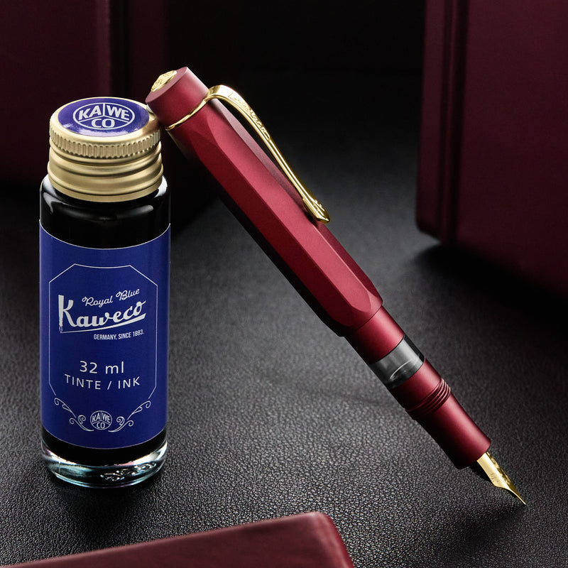 Kaweco Piston Sport AL Fountain Pen Starter Set - Bordeaux/Gold