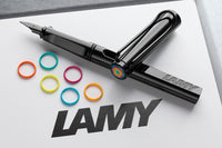 LAMY safari Fountain Pen - all black-multi ring set (Special Edition)