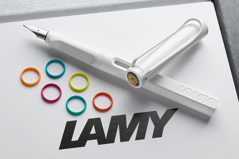 LAMY safari Fountain Pen - all white-multi ring set (Special Edition)