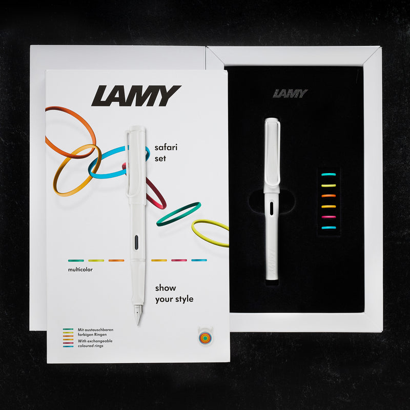 LAMY safari Fountain Pen - all white-multi ring set (Special Edition)
