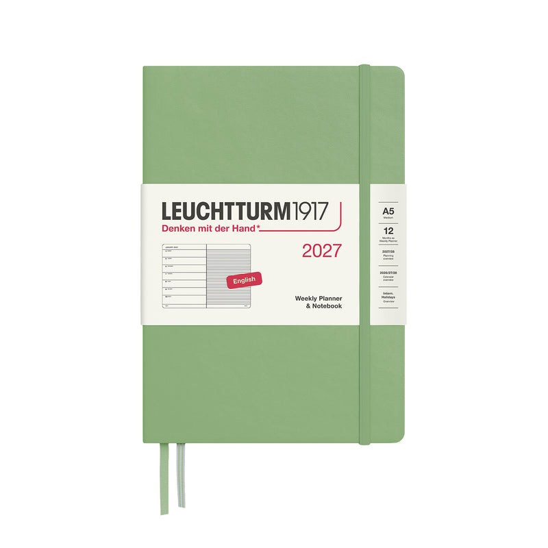 Leuchtturm1917 Medium A5 2027 Weekly Planner & Notebook - Sage, Lined