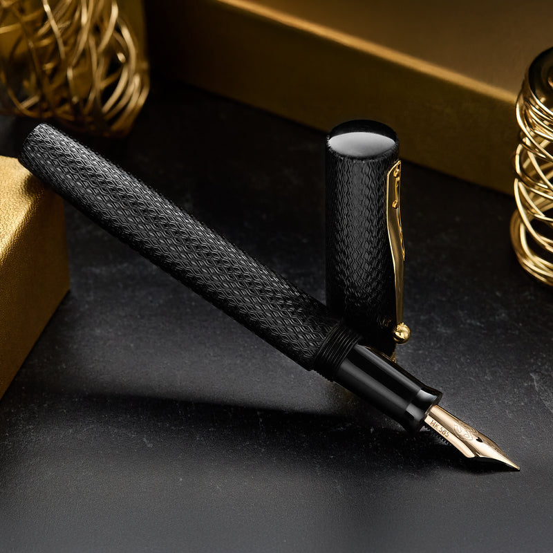Magna Carta Mag 600 Fountain Pen - Black Ebonite Chased
