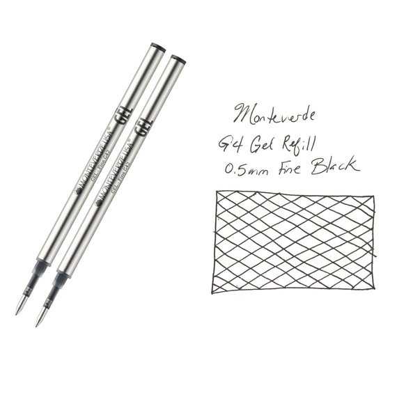 Monteverde Capped Gel G4 Rollerball Refill - Black 0.5mm Fine (2-Pack)