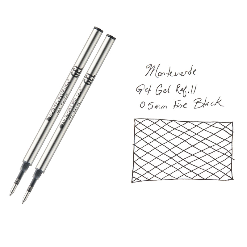Monteverde Capped Gel G4 Rollerball Refill - Black 0.5mm Fine (2-Pack)