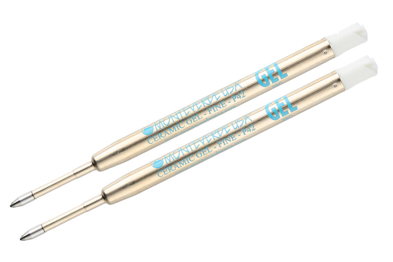 Monteverde Capless Gel P42 Rollerball Refills - Turquoise, 0.7mm Fine (2-Pack)