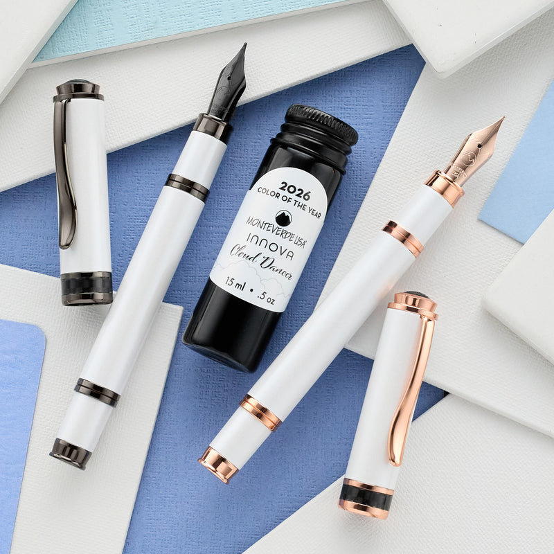 Monteverde Innova Fountain Pen & Ink Set - Cloud Dancer/Rose Gold  (Limited Edition)