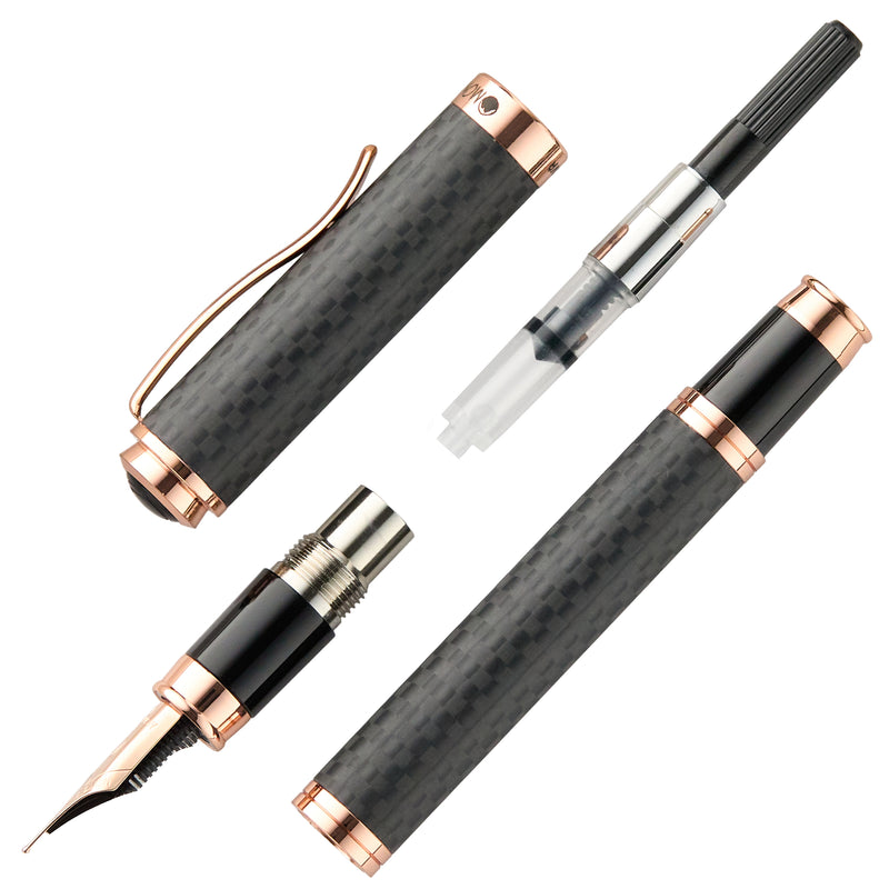 Monteverde Innova Fountain Pen - Matte Carbon Fiber/Rose Gold