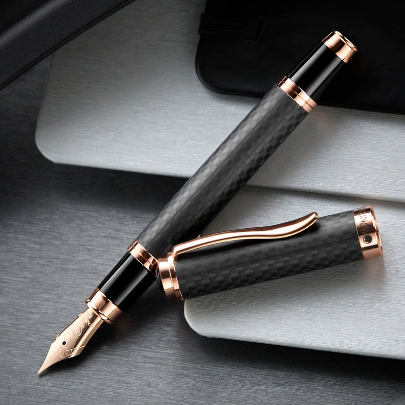 Monteverde Innova Fountain Pen - Matte Carbon Fiber/Rose Gold