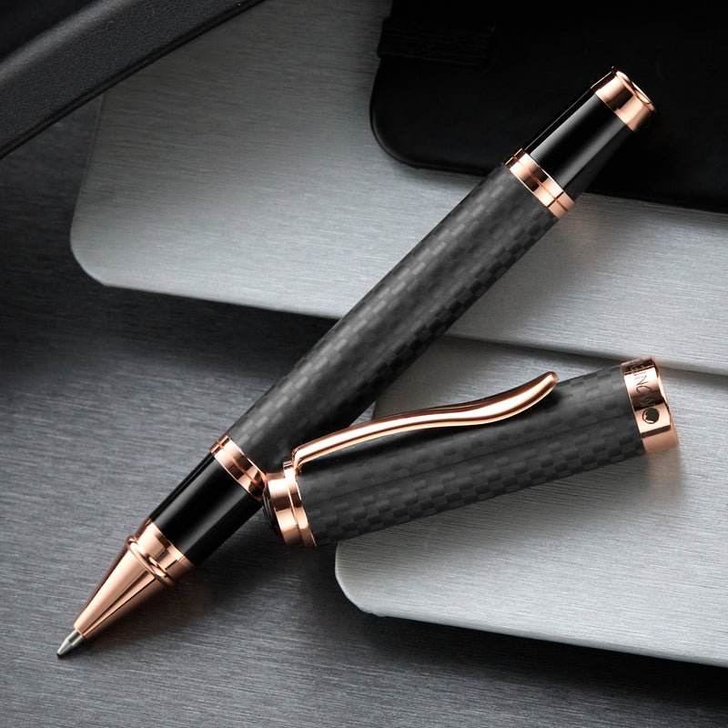 Monteverde Innova Gel Rollerball Pen - Matte Carbon Fiber/Rose Gold