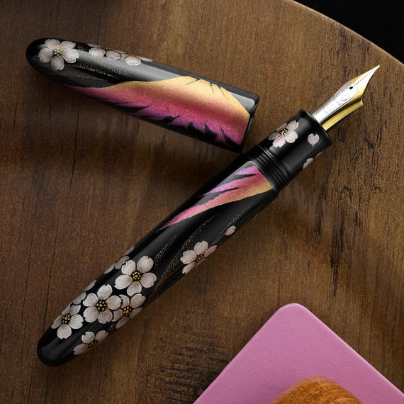 TACCIA Empress Maki-e Fountain Pen - Aka Fuji and Sakura Chinkin Yozakura (Limited Edition)
