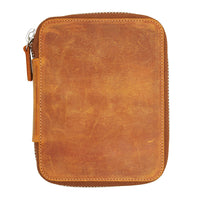 Galen Leather Zippered 10 Slot Pen Case - Crazy Horse Brown