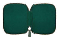 Galen Leather Zippered 10 Slot Pen Case - Crazy Horse Forest Green