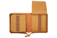 Galen Leather Zippered 40 Slot Pen Case - Crazy Horse Brown