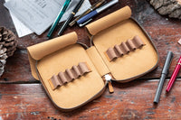 Galen Leather Zippered 10 Slot Pen Case - Crazy Horse Brown