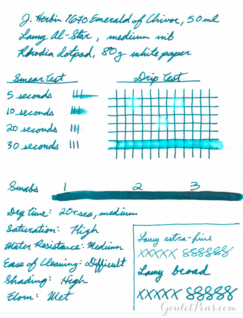Jacques Herbin 1670 Emerald of Chivor - 15ml Bottled Ink