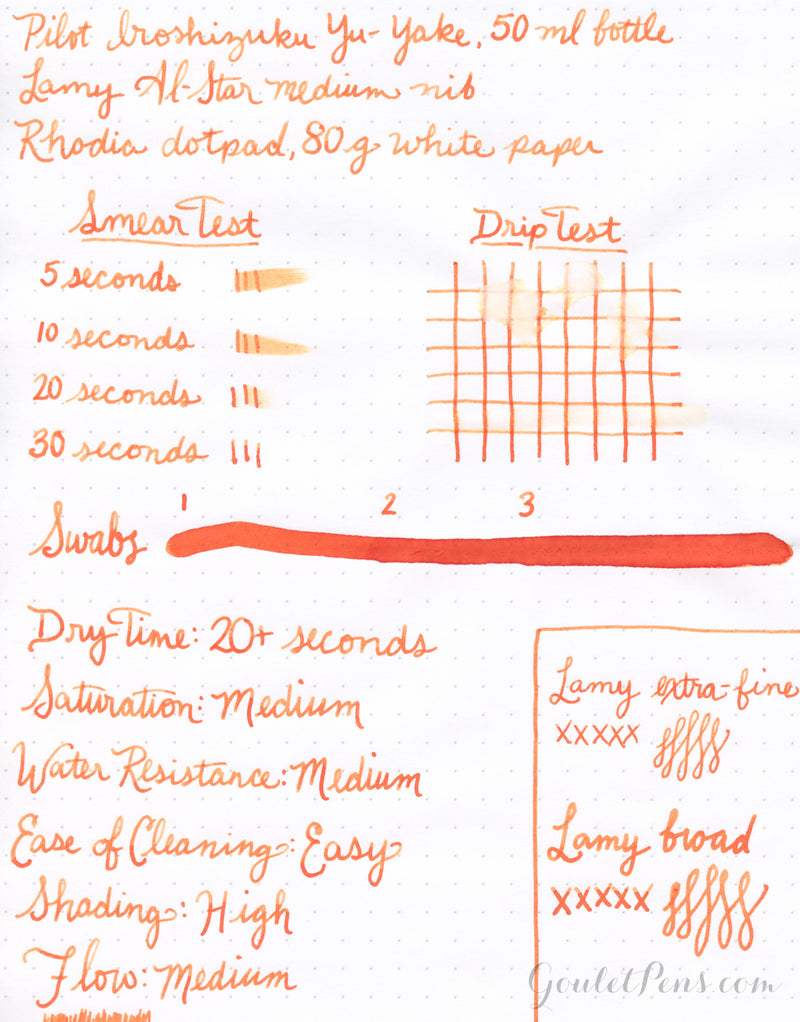 Pilot Iroshizuku Yu-yake - Ink Sample