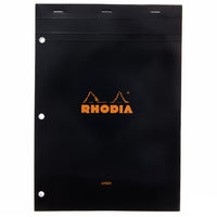 Rhodia No. 18 A4 Notepad - Black, Lined with 3-Hole Punch