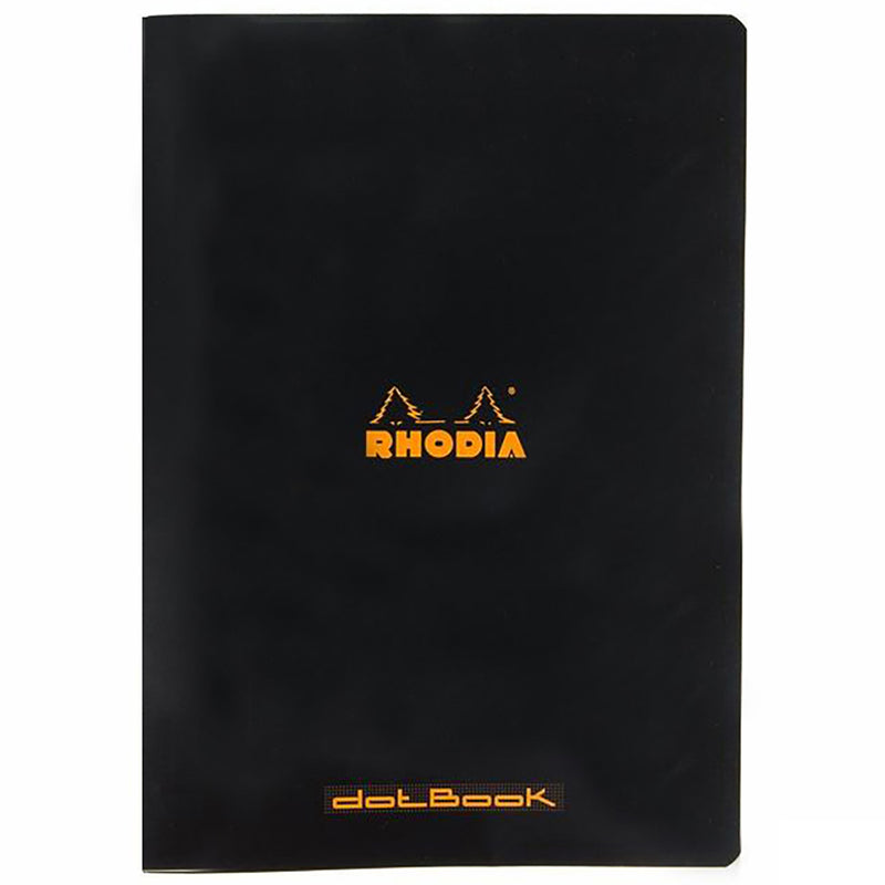 Rhodia Classic Side Staplebound A4 Notebook - Black, Dot Grid