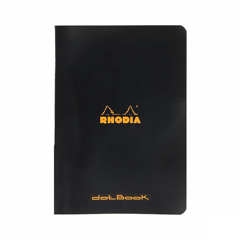 Rhodia Classic Side Staplebound A5 Notebook - Black, Dot Grid