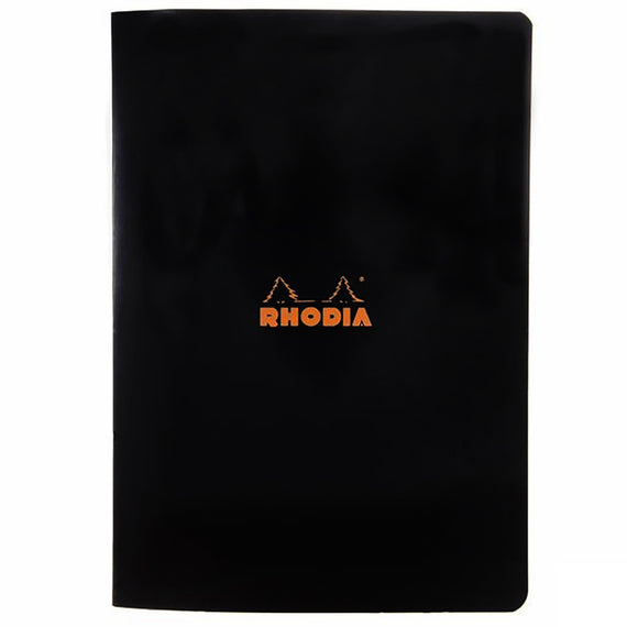 Rhodia Classic Side Staplebound A4 Notebook - Black, Lined