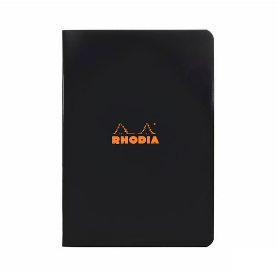 Rhodia Classic Side Staplebound A5 Notebook - Black, Lined